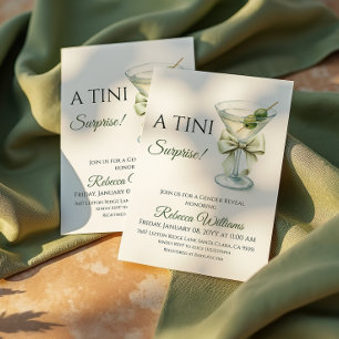 Neutral Tini Surprise Olive Martini Gender Reveal Invitation
