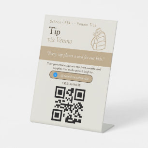 Neutral Tip Your Driver QR Code Sign Venmo Tips