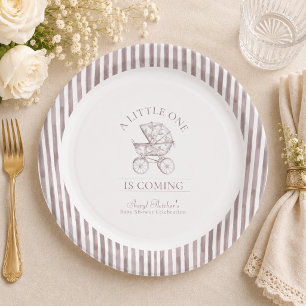Neutral Toile de Jouy Baby Shower Paper Plates