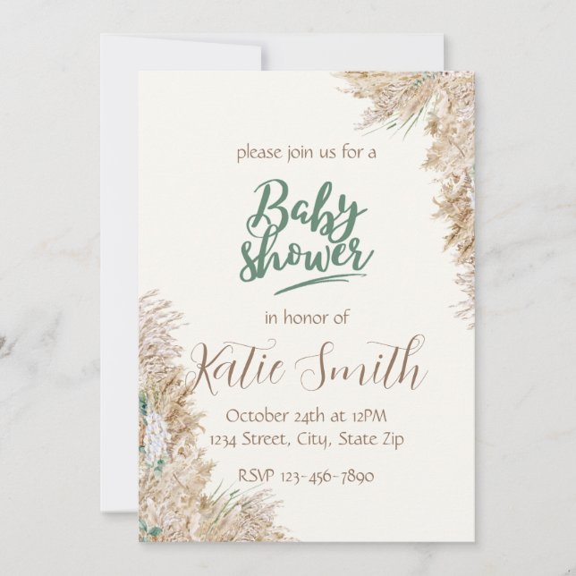 Neutral Tone Boho Baby Shower Invitation (Front)