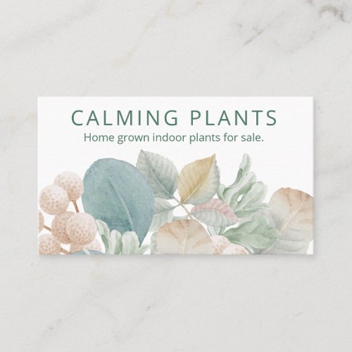 Neutral Tone Leaves Homegrown Indoor Plant Nursery Business Card