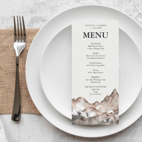 Neutral Tone Mountain Menu Card