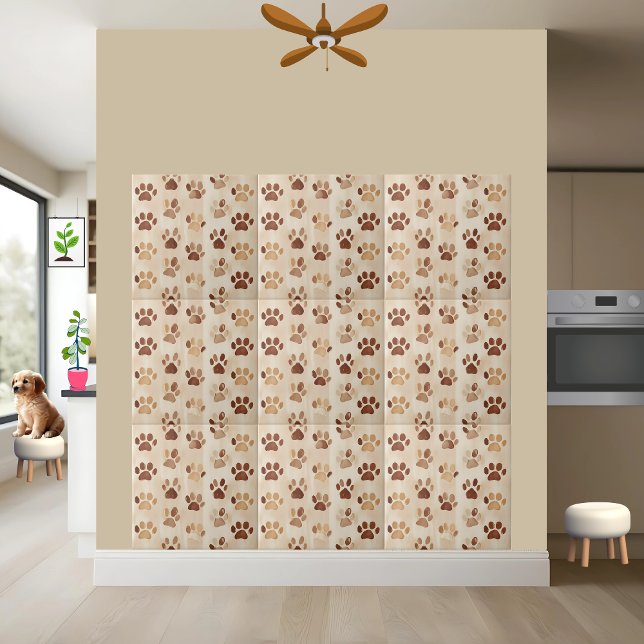 Neutral Tone Paw Print Pattern Tile (Creator Uploaded)