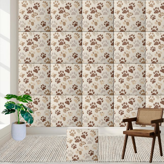 Neutral Tone Paw Print Tile (Neutral Tone Paw Print Tile)