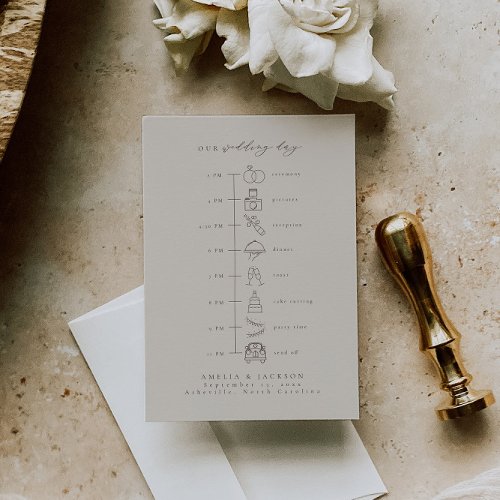 Neutral Tone Wedding Timeline Order Of Events Enclosure Card