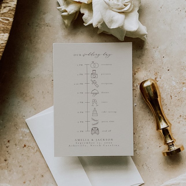 Neutral Tone Wedding Timeline Order Of Events Enclosure Card (Creator Uploaded)