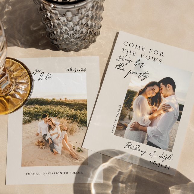 Neutral Tone Witty Photo Save The Date Invitation (Creator Uploaded)