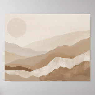 Neutral Toned Layered Desert Landscape Poster