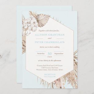 Neutral Tones Bohemian Desert Pampas Grass Wedding Invitation