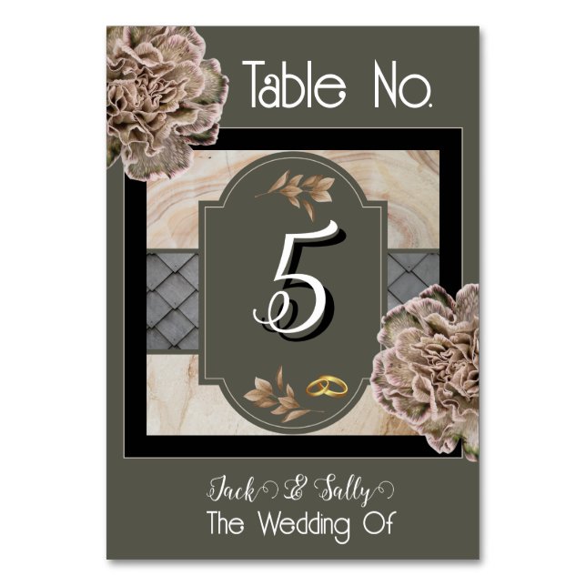 Neutral Tones Floral Table Card (Front)