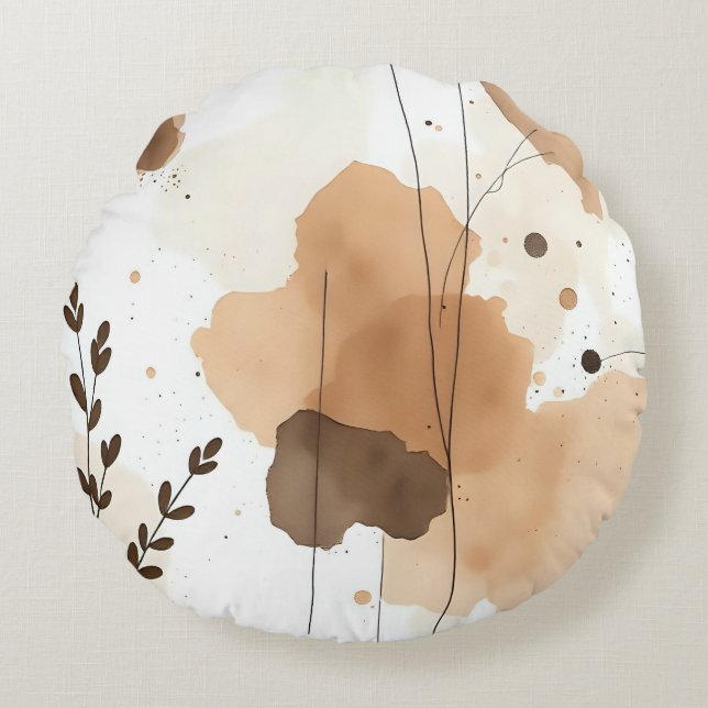 Neutral Tones Organic rustic Abstract Round Pillow (Front)