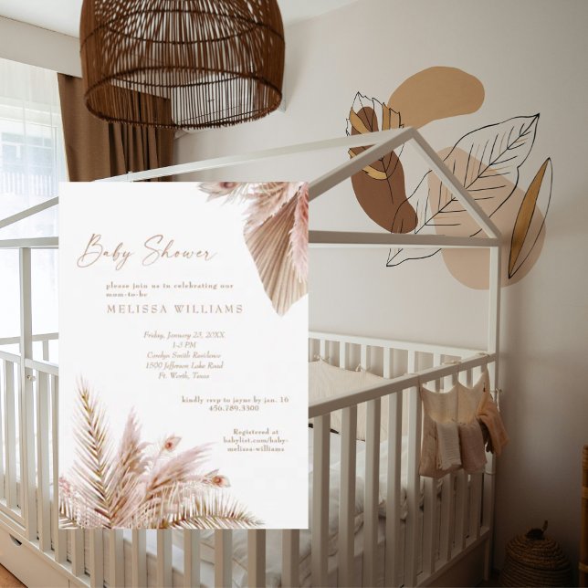 Neutral Tones Pampas Baby Shower Invitation (Creator Uploaded)