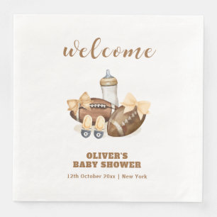 Neutral Touchdown Football Baby Shower Welcome Paper Dinner Napkins