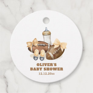 Neutral Touchdown Football Boy Baby Shower Favor Tags