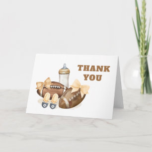 Neutral Touchdown Football Boy Baby Shower Letterpress Thank You Card
