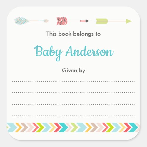 Neutral Tribal bookplate for book baby shower