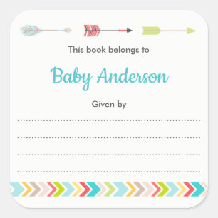 Neutral Tribal bookplate for book baby shower