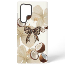 Neutral Tropical Hibiscus & Coconut Phone Case wit