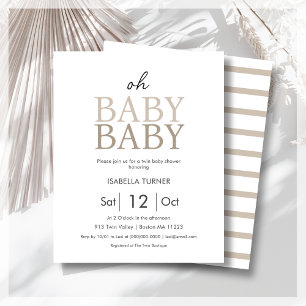 Neutral Twin Baby Shower Budget Invitation