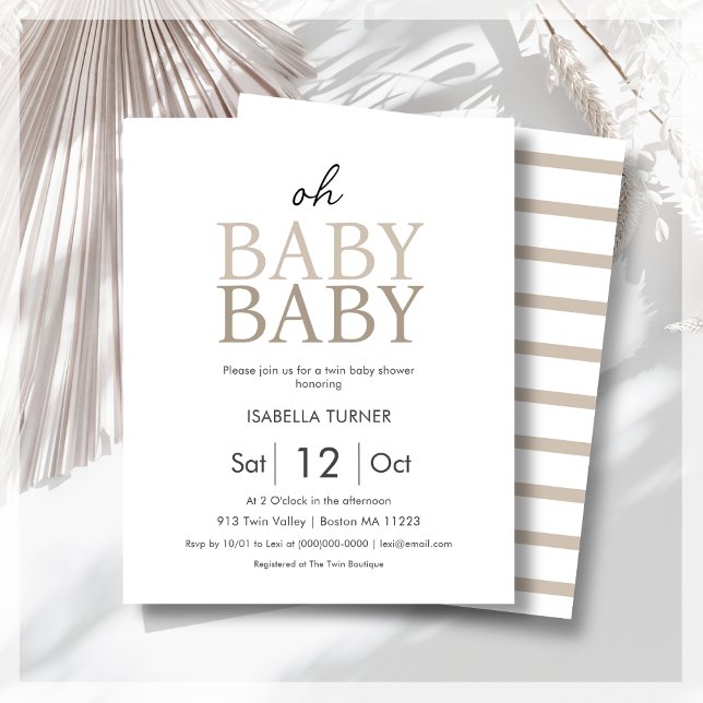 Neutral Twin Baby Shower Budget Invitation (Creator Uploaded)
