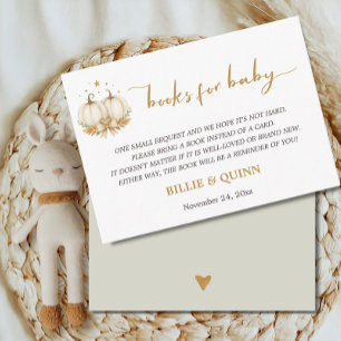 Neutral Twin Pumpkin Baby Shower Books for Baby Enclosure Card