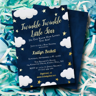 Neutral Twinkle Little Star Baby Shower Real Foil Invitation