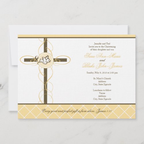 Neutral Twins Christening/Baptism Invitation
