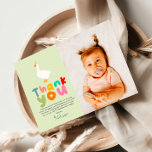 Neutral Two Silly Goose 2nd Birthday Photo Thank You Card<br><div class="desc">This cute and fun kids 2nd birthday thank you card features a two silly goose with a yellow party hat,  and can be personalized with your own message and photo. The perfect farm design for your child’s colorful first or second birthday!</div>