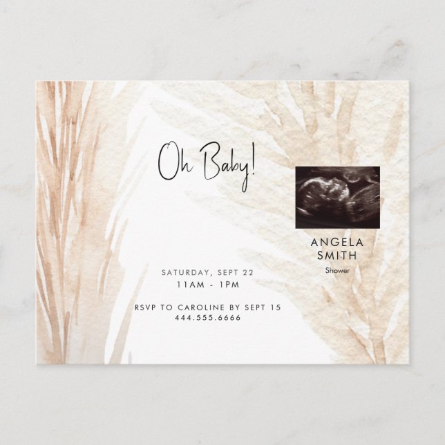 Neutral Ultrasound Baby Shower Invitation Postcard (Front)
