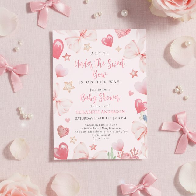 Neutral under the sea bow sweetheart baby shower invitation (Creator Uploaded)