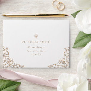 Neutral Vintage Elegant Wedding RSVP Envelope