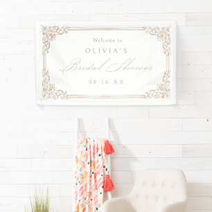 Neutral Vintage Frame Elegant Bridal Shower Banner