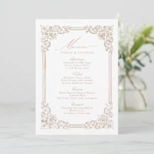 Neutral Vintage Frame Elegant Script Wedding Menu