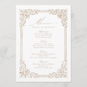Neutral Vintage Frame Elegant Script Wedding Menu