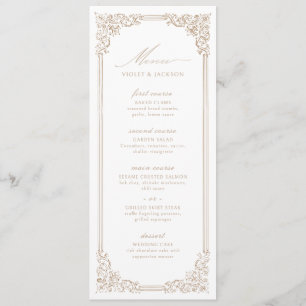 Neutral Vintage Frame Elegant Script Wedding Menu