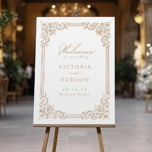 Neutral Vintage Frame Elegant Wedding Welcome Foam Board