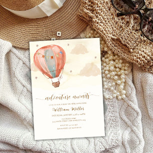 Neutral Vintage Hot Air Balloon Baby Shower Invitation