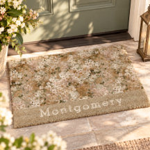 Neutral Vintage White Wildflower Floral Monogram