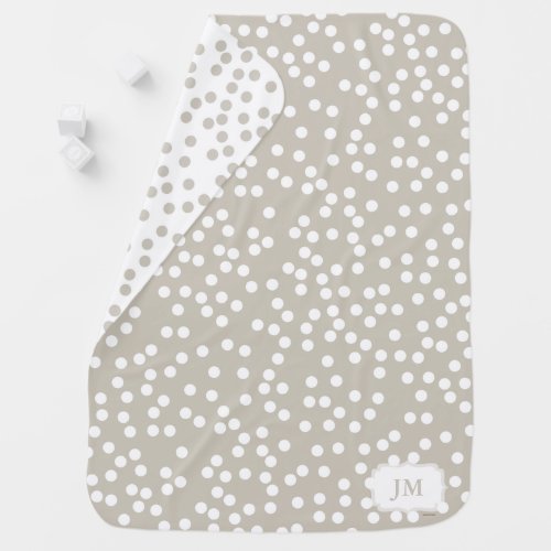 Neutral Warm Gray Baby Blanket with Polka Dots