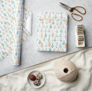 Neutral Washi Tape Christmas Tree Clip Art Wrapping Paper