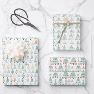 Neutral Washi Tape Christmas Tree Clip Art Wrapping Paper Sheets