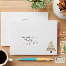 Neutral Washi Tape Christmas Tree Return Address