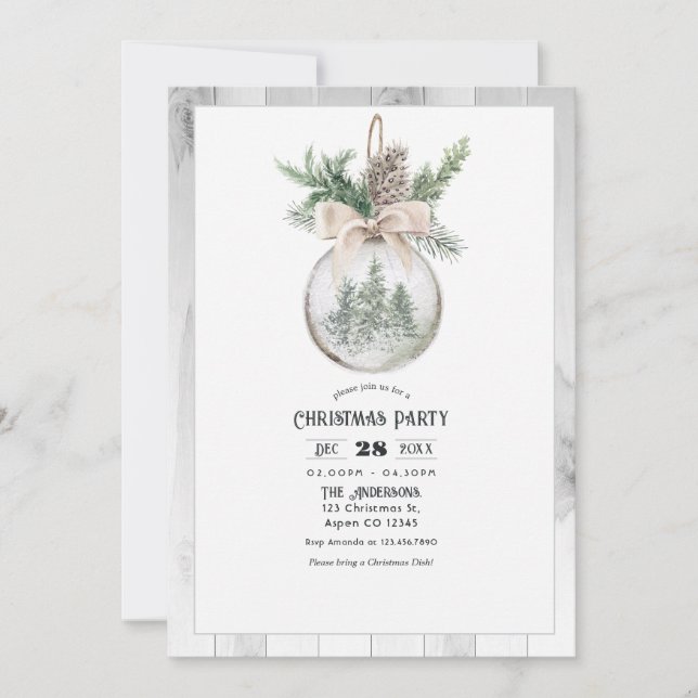 Neutral Watercolor Boho Christmas Party Invitation (Front)
