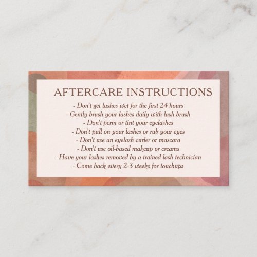 Neutral Watercolor Border Aftercare Instructions Business Card