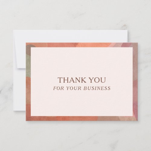 Neutral Watercolor Border Modern Business Thank You Card