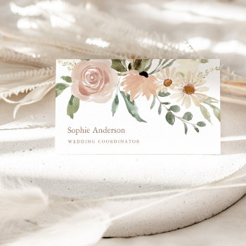 Neutral Watercolor Botanical Floral Business Card by christine592 at Zazzle