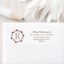 Neutral Watercolor Christmas Monogram Name Return