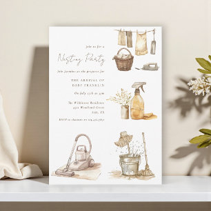 Neutral Watercolor Cute Nesting Party Invitation
