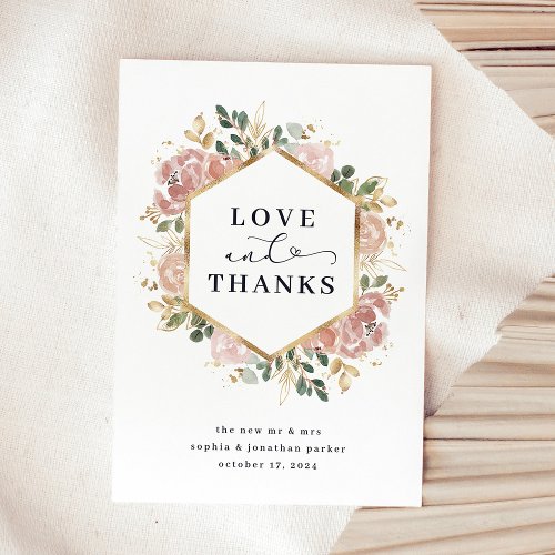 Neutral Watercolor Floral  Love and Thanks Thank You Card