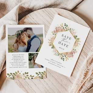 Neutral Watercolor Floral Save the Date